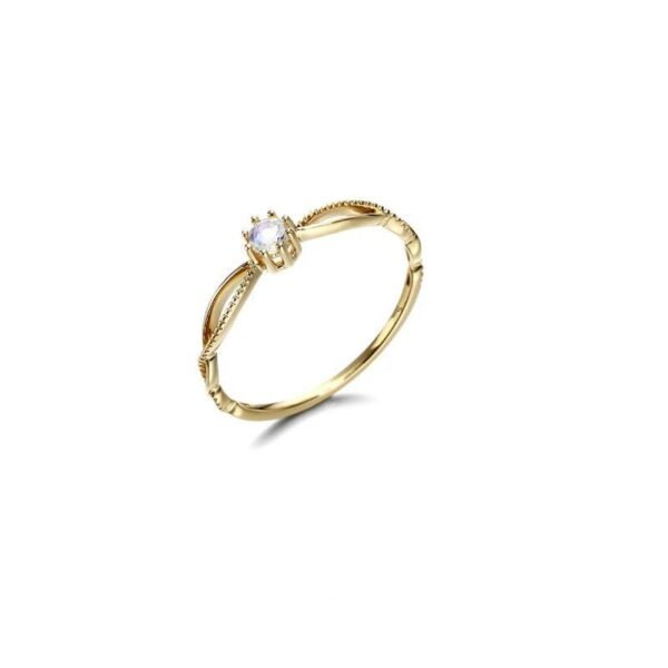 Rainbow moonstone 9K Gold Ring